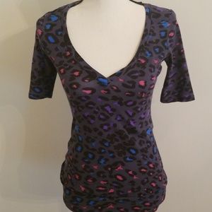 Wet Seal Neon Leopard Print Long Shirt Tunic XS